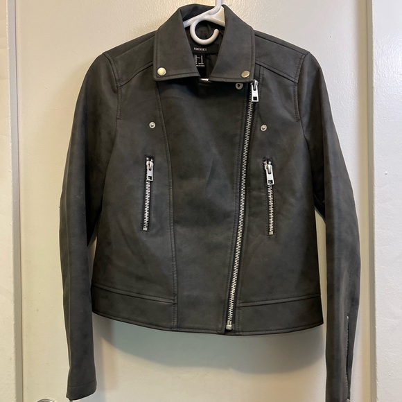 Faux Leather Moto Jacket/ Biker Jacket - Picture 3 of 6